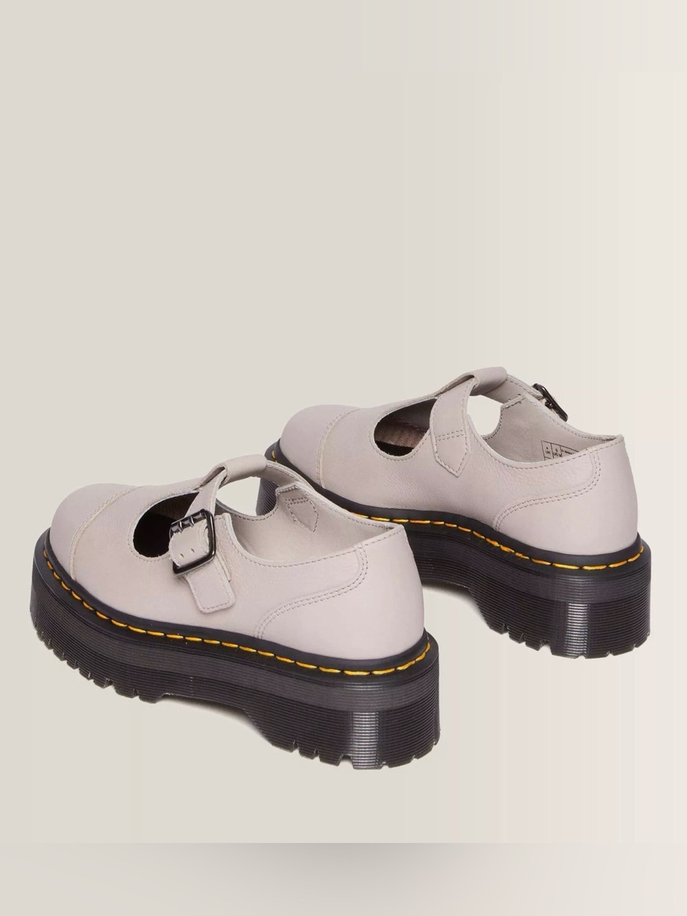 Dr. Martens | Bethan Pisa Leather Platform Mary Jane Shoes in Vintage Taupe - Picture 8 of 14